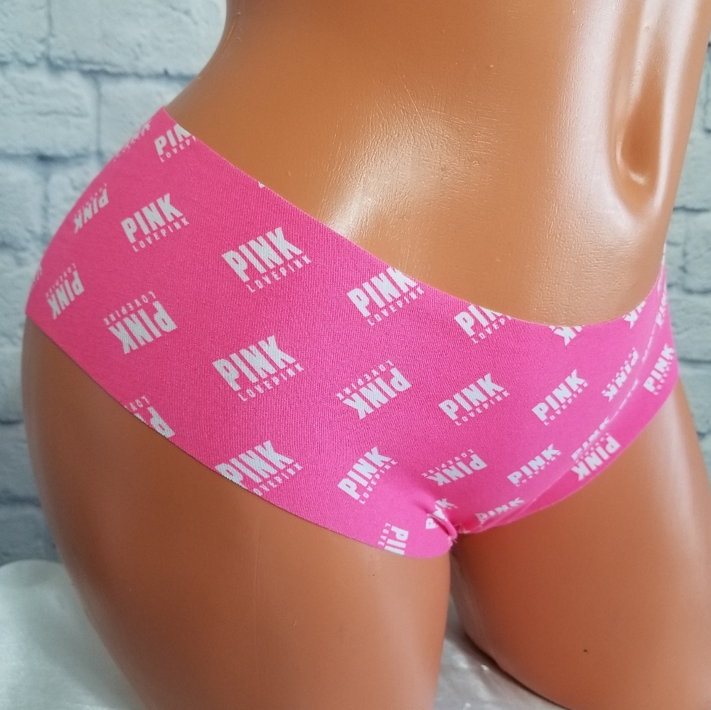PINK Victoria's Secret Logo Bright Pink Cheekster Panties New Large